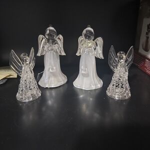 Set of Clear Glass Angel Figurines